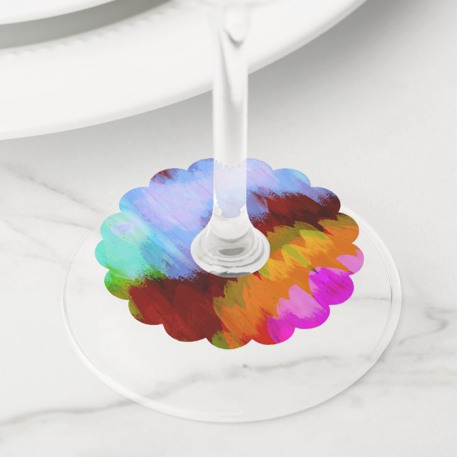 Étiquette Pour Verre De Vin Cascade aquarelle, nature 2 (De près)