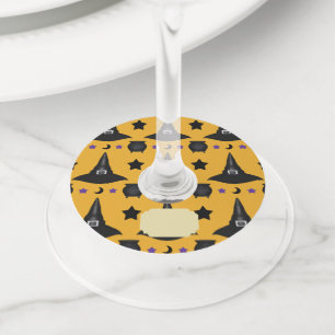 Étiquette Pour Verre De Vin Casquette sorcier Motif Halloween