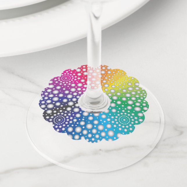 Étiquette Pour Verre De Vin Cercles Mandala 2 (De près)