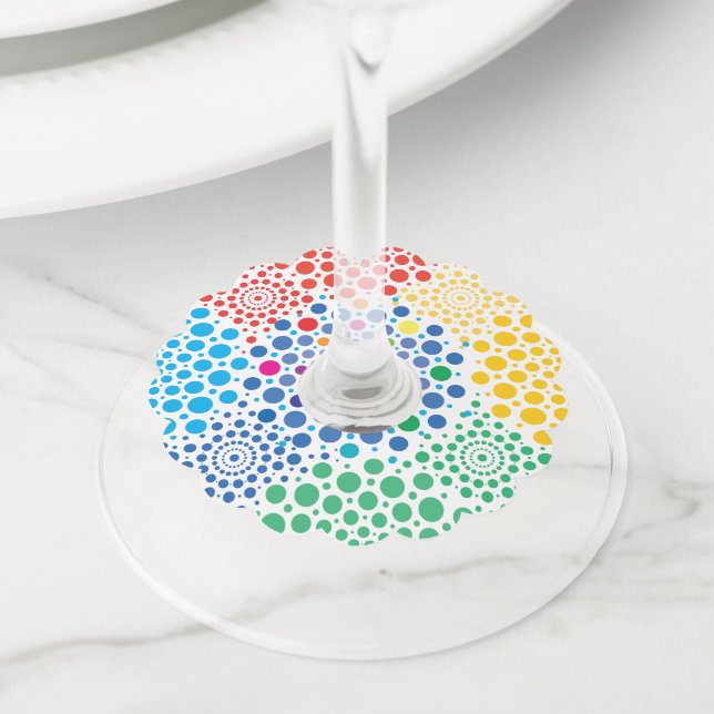 Étiquette Pour Verre De Vin Cercles Mandala 3 (De près)