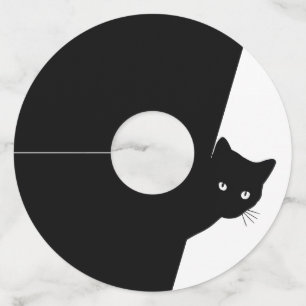 Étiquette Pour Verre De Vin Chat noir