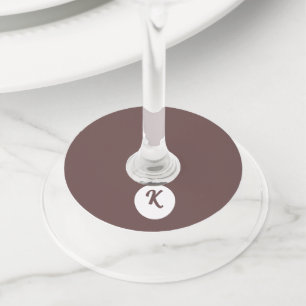 Étiquette Pour Verre De Vin Chocolat monogramme prune et blanc