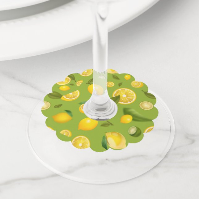 Étiquette Pour Verre De Vin Citron Variété 8 (De près)