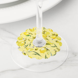 Étiquette Pour Verre De Vin citrons aquarelle 16