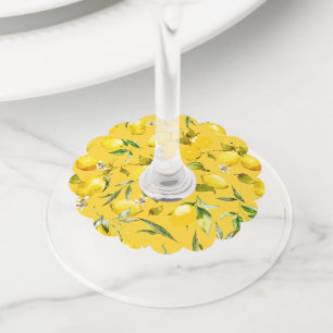 Étiquette Pour Verre De Vin citrons d'aquarelle 8
