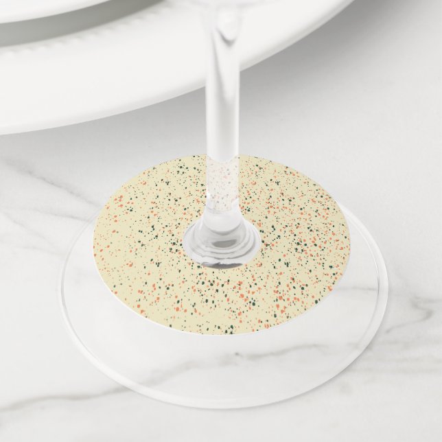 Étiquette Pour Verre De Vin Conception de motif abstrait Terrazzo (De près)