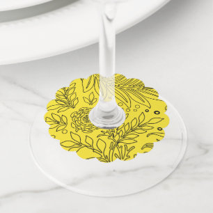 Étiquette Pour Verre De Vin Conception Florale 36