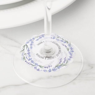 Étiquette Pour Verre De Vin Couronne de lavande élégante pour cadeau de mariag