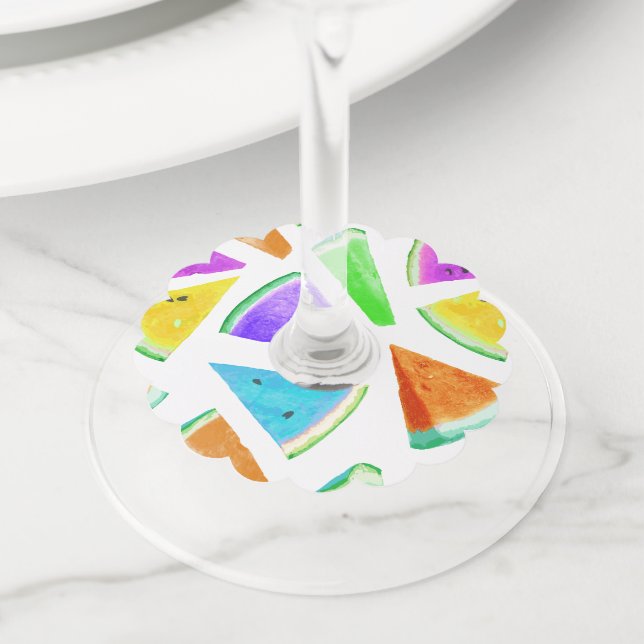 Étiquette Pour Verre De Vin Création du Motif de pastèque 6 (De près)