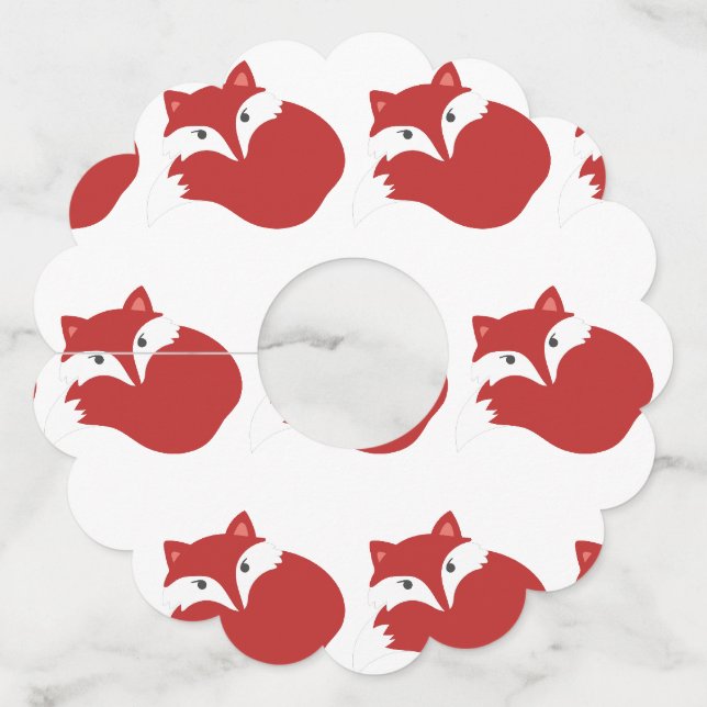 Étiquette Pour Verre De Vin Curled fox (Devant)