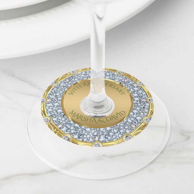 Étiquette Pour Verre De Vin Diamants d'argent (De près)