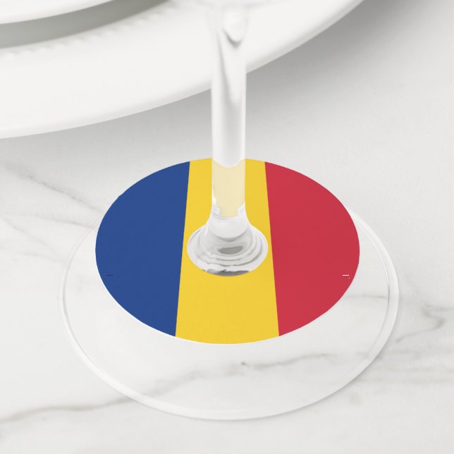 Étiquette Pour Verre De Vin Drapeau de Roumanie (De près)