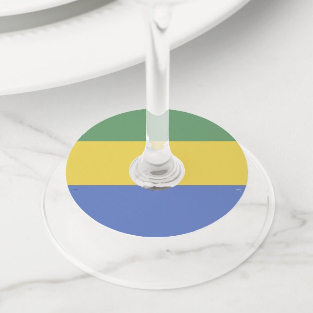 Étiquette Pour Verre De Vin Drapeau Gabon (De près)
