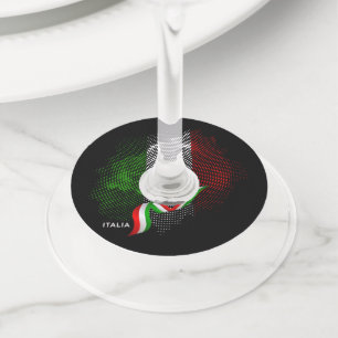 Étiquette Pour Verre De Vin Drapeau italien