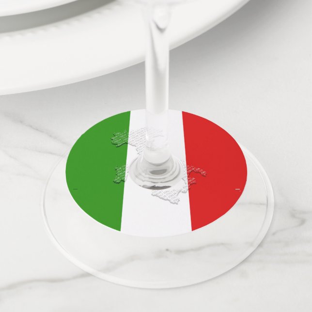 Étiquette Pour Verre De Vin Drapeau italien (De près)