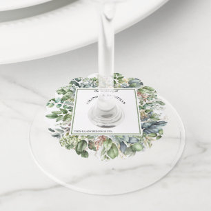 Étiquette Pour Verre De Vin Étiquette de verre à vin de mariage à la verdure a