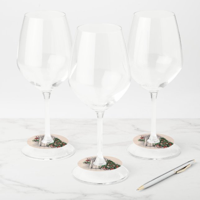 Étiquette Pour Verre De Vin Fenêtre de Noël (Lot)