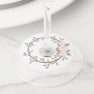 Étiquette Pour Verre De Vin Fête de germe rose mignonne
