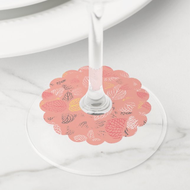 Étiquette Pour Verre De Vin Feuilles d'automne Motif 5 (De près)