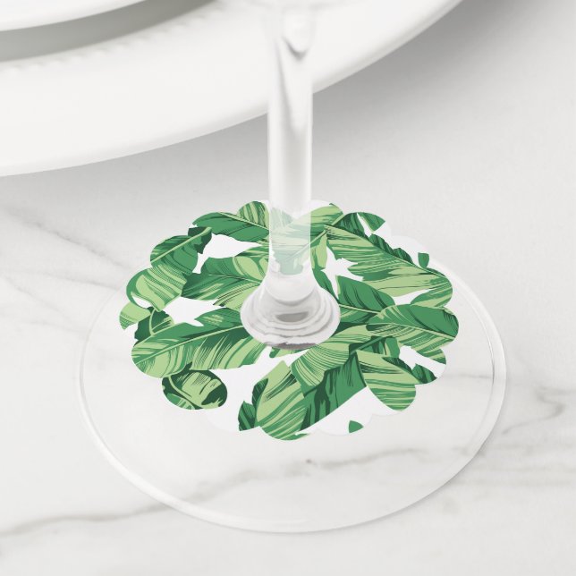 Étiquette Pour Verre De Vin Feuilles de bananes (De près)