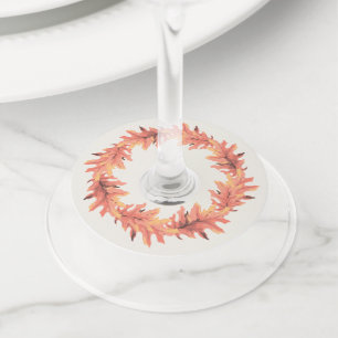 Étiquette Pour Verre De Vin feuilles de Thanksgiving