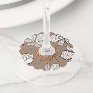 Étiquette Pour Verre De Vin Feuilles stylisés 7