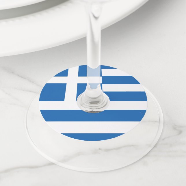 Étiquette Pour Verre De Vin Flag de Greece (De près)