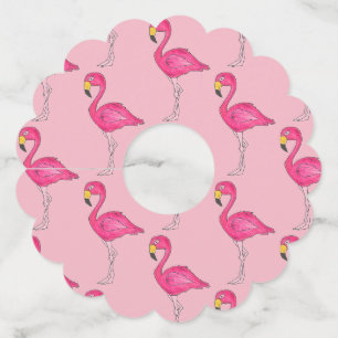 Étiquette Pour Verre De Vin Flamant rose rose Tropical Paradise Island Bird