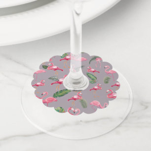 Étiquette Pour Verre De Vin Flamants roses Love Motif 6