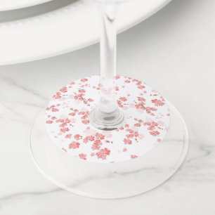Étiquette Pour Verre De Vin Fleur cerise 2