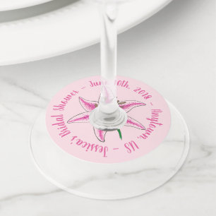 Étiquette Pour Verre De Vin Fleur de lys rose Pâques Mariage Baby Shower Lys