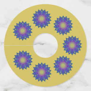 Étiquette Pour Verre De Vin Fleur de Vie - Mandala Indien 3
