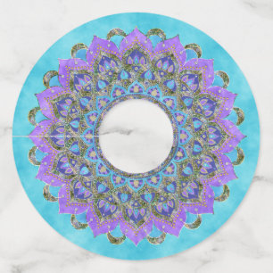 Étiquette Pour Verre De Vin Fleur de Vie - Mandala Style Inde 2