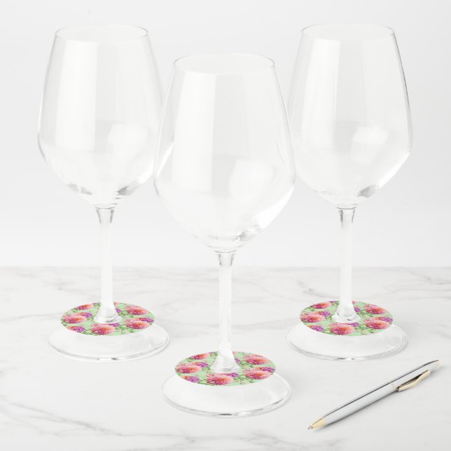 Étiquette Pour Verre De Vin Fleurs Dahlia Roses (Lot)
