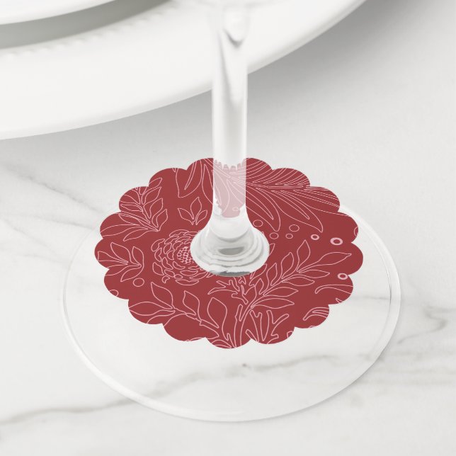 Étiquette Pour Verre De Vin Floral Design 30 (De près)