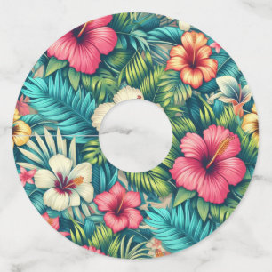 Étiquette Pour Verre De Vin Floral hawaïen/tropical