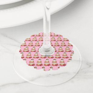 Étiquette Pour Verre De Vin Gâteau de dessert Strawberry Shortcake aux fraises