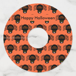 Étiquette Pour Verre De Vin Halloween Black Spider Custom