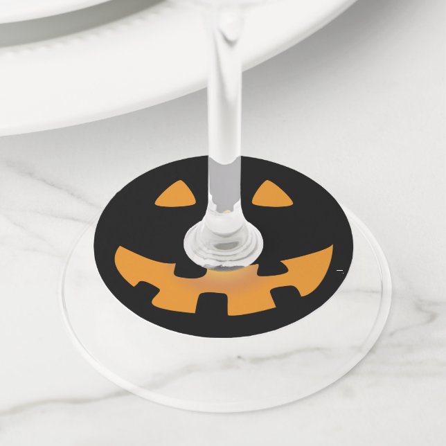 Étiquette Pour Verre De Vin Halloween Jack o' lanterne (De près)