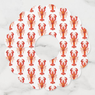 Étiquette Pour Verre De Vin Homard polygonal rouge