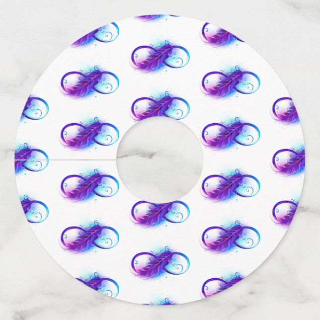 Étiquette Pour Verre De Vin Infinity with purple feather (Devant)