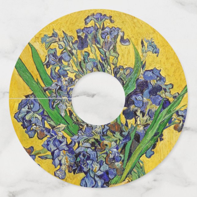 Étiquette Pour Verre De Vin Irises par Van Gogh (Devant)