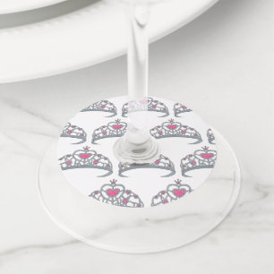 Étiquette Pour Verre De Vin Jolie princesse rose fête d'anniversaire Tiara