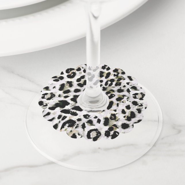 Étiquette Pour Verre De Vin Leopard - imprimé tacheté animal (De près)