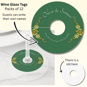 Étiquette Pour Verre De Vin Les invités écrivent leur propre nom  - 