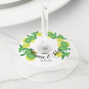 Étiquette Pour Verre De Vin Limoncillos Lime Lemon Design - Nom de couple