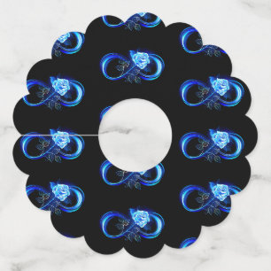Étiquette Pour Verre De Vin L'infini lumineux avec une rose bleue