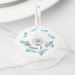 Étiquette Pour Verre De Vin Logo circulaire de feuilles de palmiers tropicaux 