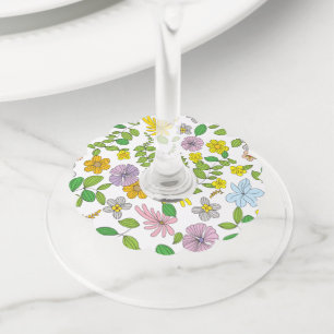 Étiquette Pour Verre De Vin Ma conception de fleurs