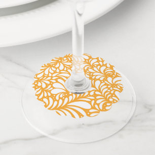 Étiquette Pour Verre De Vin Mandala de fleurs 4